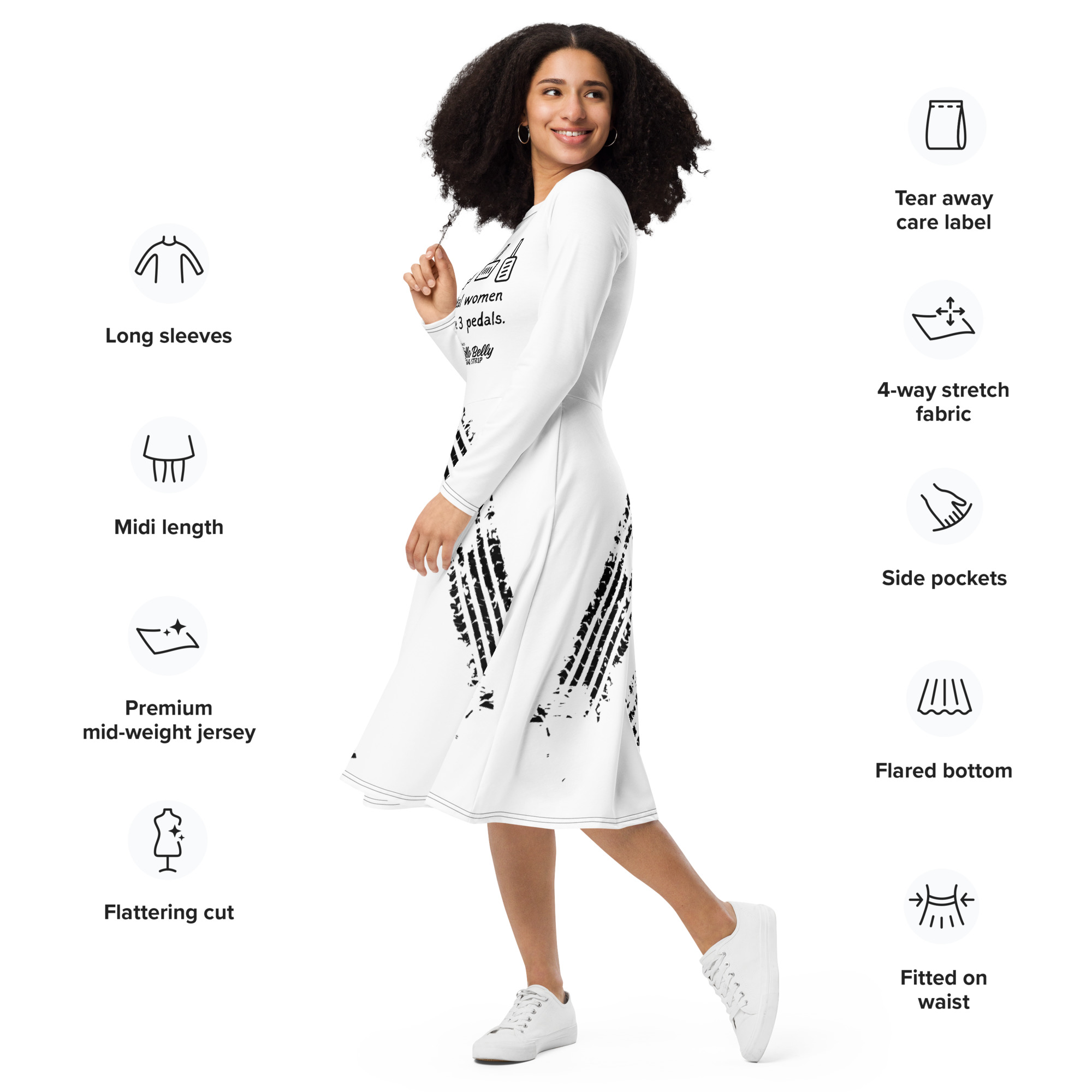 YB All-over Long sleeve midi dress