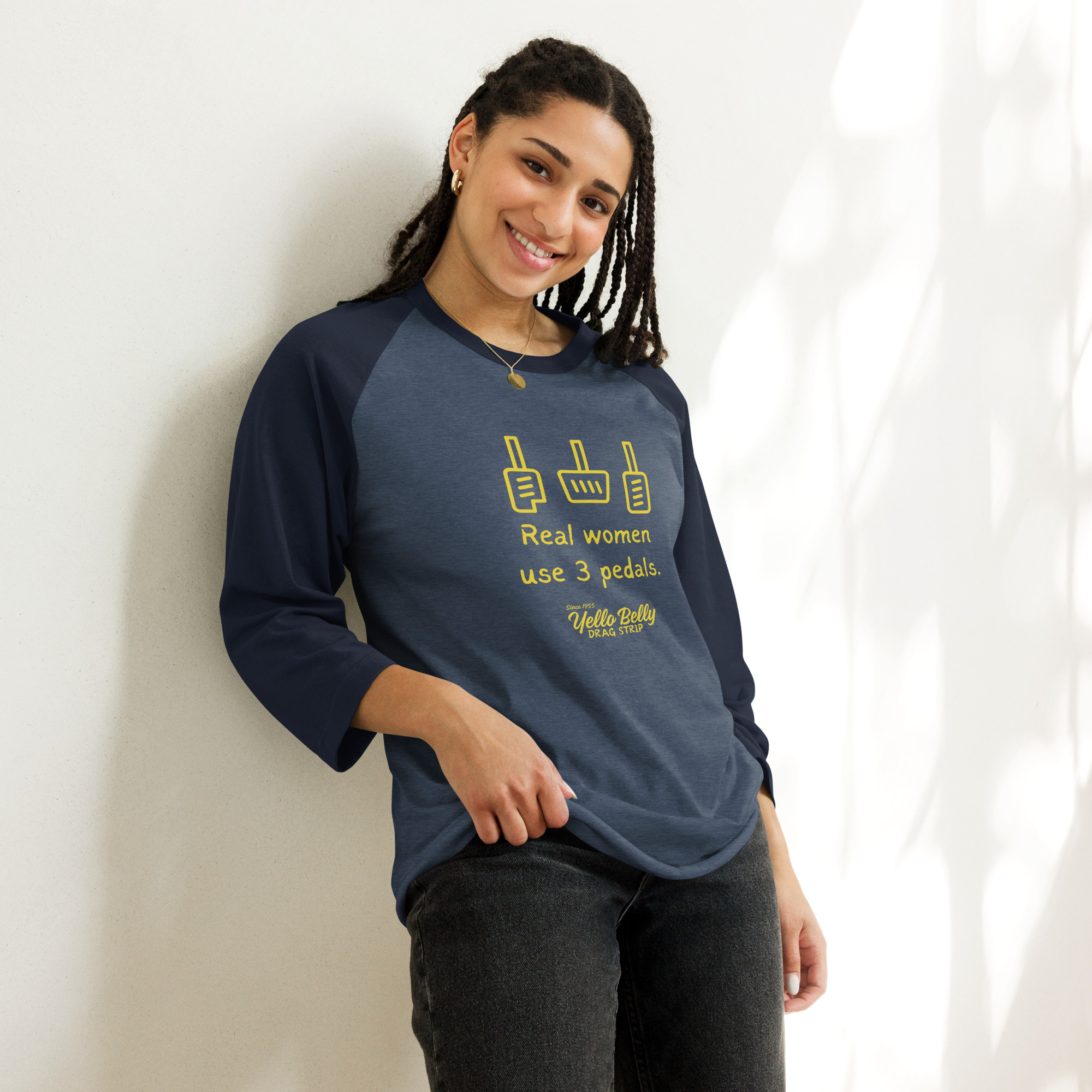 Real Women 3 Pedals-3/4 sleeve raglan shirt