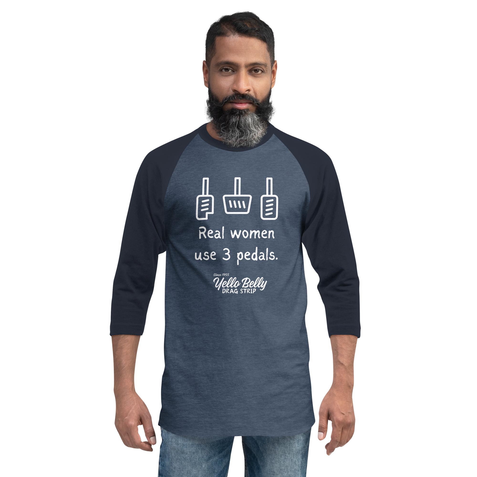 Real Women 3 Pedals-Drk-3/4 sleeve raglan shirt