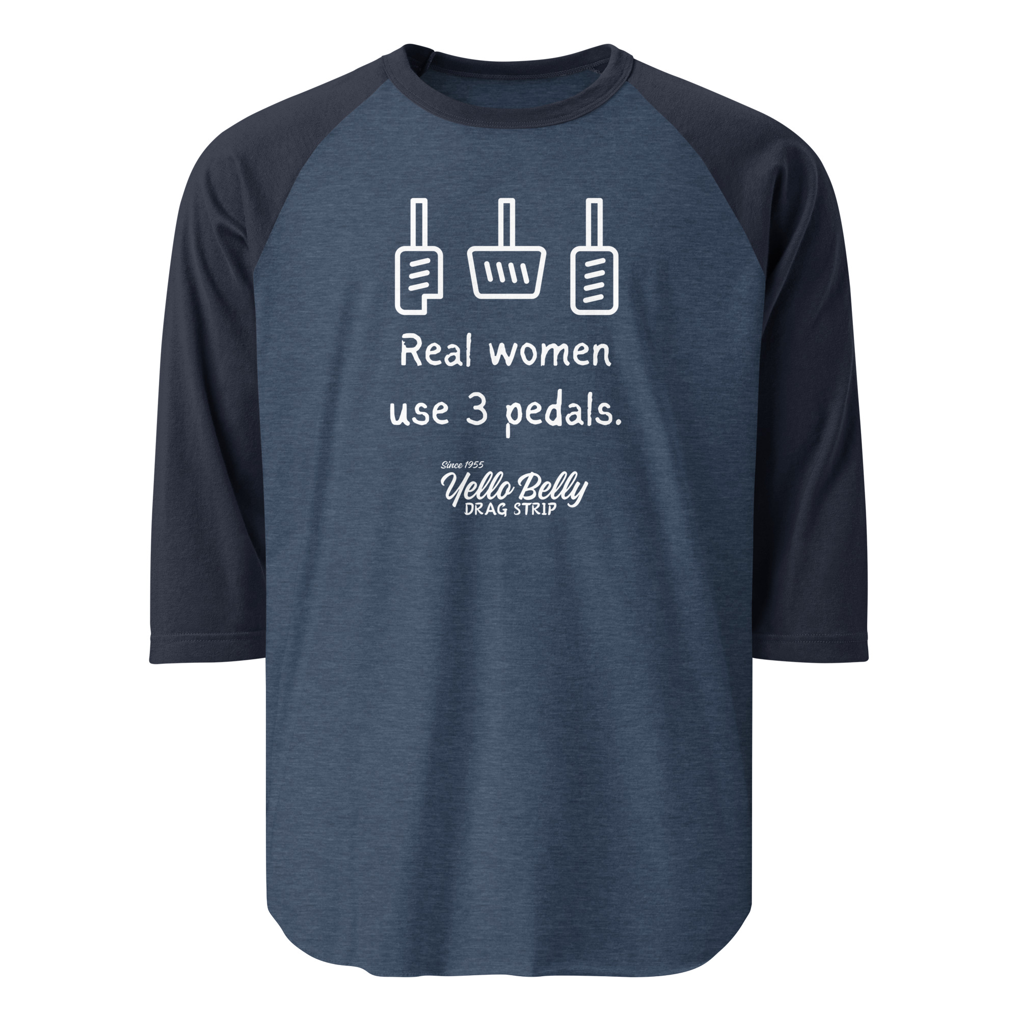 Real Women 3 Pedals-Drk-3/4 sleeve raglan shirt